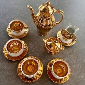 Vintage Bavaria Germany Gold Tea / Coffee Set Teapot Cups Saucers Creamer Sugar
